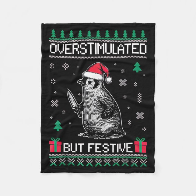 Manta Polar Overstimulated But Festive Christmas Ugly Penguin  (Anverso)