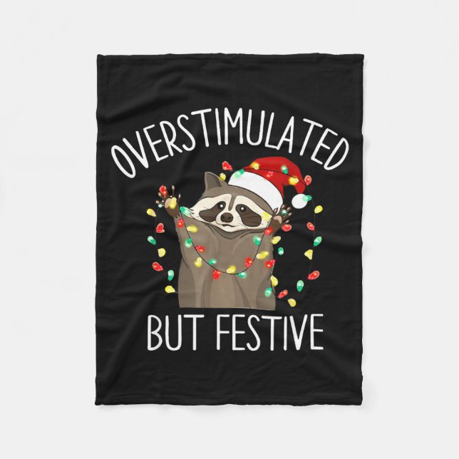 Manta Polar Overstimulated But Festive Funny Santa Raccoon Xma (Anverso)