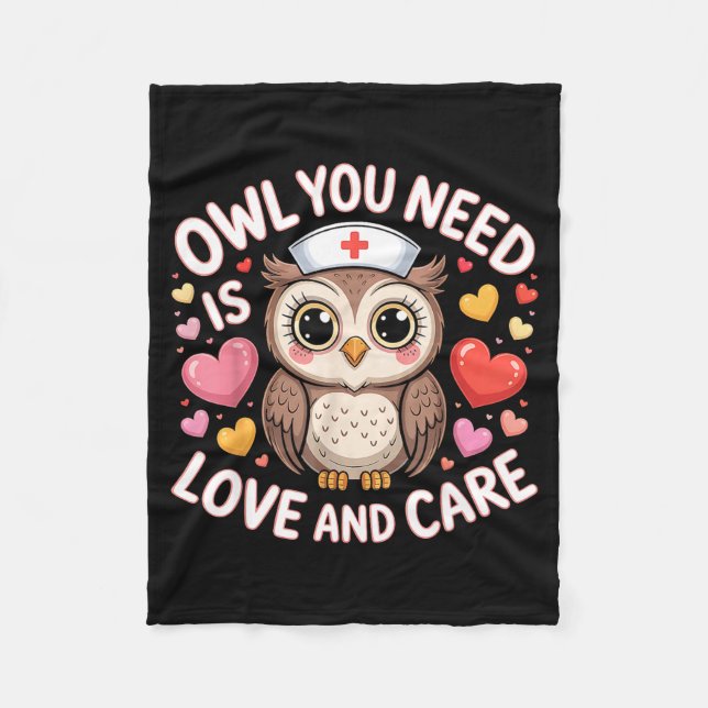 Manta Polar Owl You Need Is Love Nurse Valentine Cute Owl Coup (Anverso)