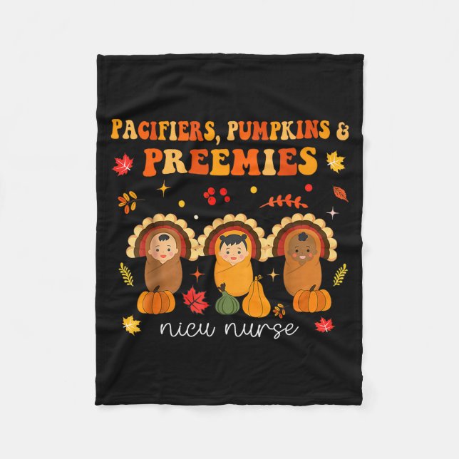 Manta Polar Pacifiers Pumpkins Preemies Nicu Nurse Gift  (Anverso)