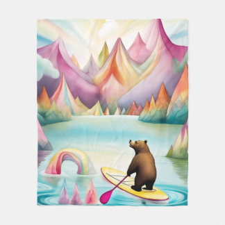 Manta Polar Paddle Boarding Bear en un diseño de color Pastel