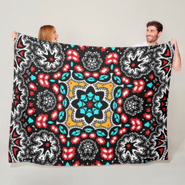 Manta Polar País Moda Boho Occidental Elegante Rojo y Aqua