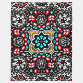 Manta Polar País Moda Boho Occidental Elegante Rojo y Aqua