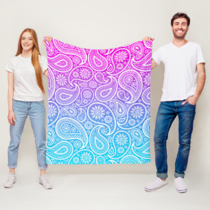 Manta Polar Paisaje blanco sobre rosa a azul oscuro