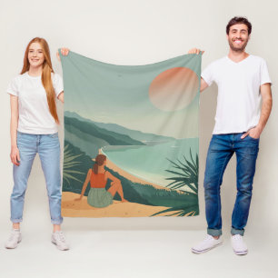 Manta Polar Paisaje boho terracota sabio costero atardecer bah