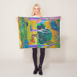 Manta Polar Paisaje con cerdo y caballo, Gauguin