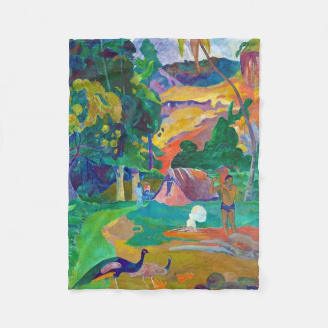 Manta Polar Paisaje con Peacocks, Gauguin (Anverso)