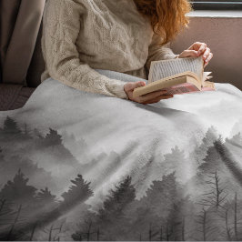 Manta Polar Paisaje de la selva de las montañas negras y blanc