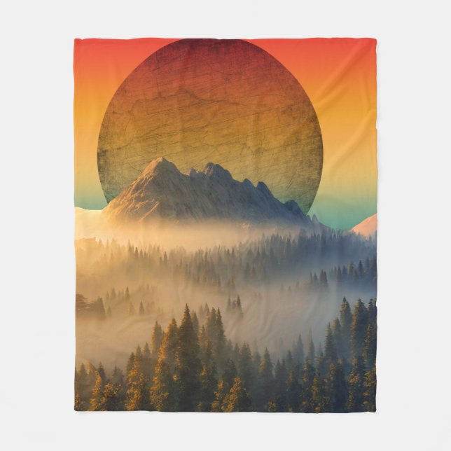 MANTA POLAR PAISAJE DE MONTAÑA DAWN FOREST NATURALEZA SUNSET (Anverso)