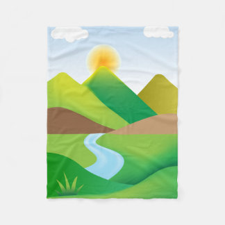 Manta Polar Paisaje de montaña verde con río