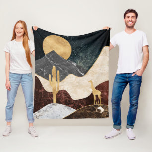 Manta Polar Paisaje del Desierto Golden Giraffe y Montaña de M
