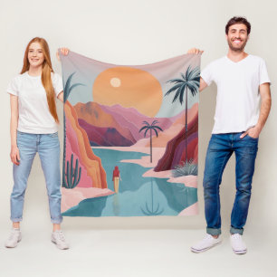 Manta Polar Paisaje del oasis celestial de terracota turquesa