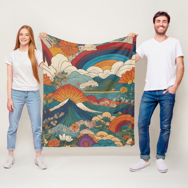 Manta Polar Paisaje floral en la montaña estilo Art Nouveau (In situ)