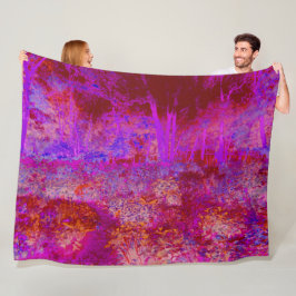 Manta Polar Paisaje Impresionista Rojo y Magenta Alucinante