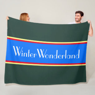 Manta Polar PAISAJE INVERNAL Rayas azul teal brillante