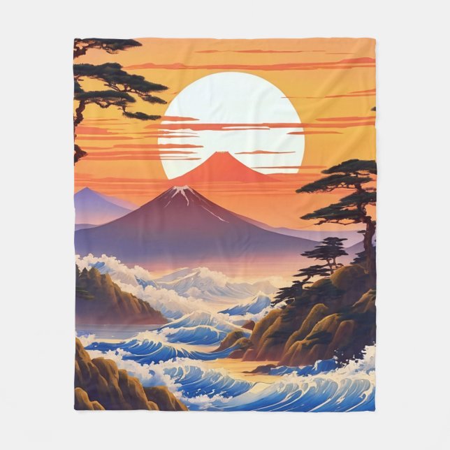 Manta Polar Paisaje japonés del sol (Anverso)