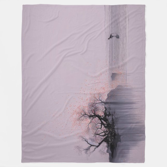 Manta Polar Paisaje minimalista de Zen (Anverso)