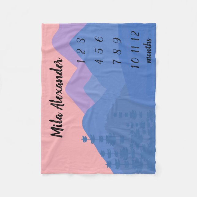 Manta Polar Paisaje natural de montaña Pastel Hito mensual (Anverso)