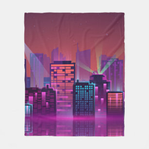 Manta Polar Paisaje nocturno colorido y brillante. ilustracion