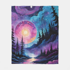 Manta Polar Paisaje nocturno galáctico: Bosque encantado