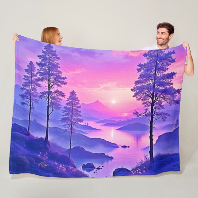 Manta Polar Paisaje panorámico Purple Sunset (In situ)