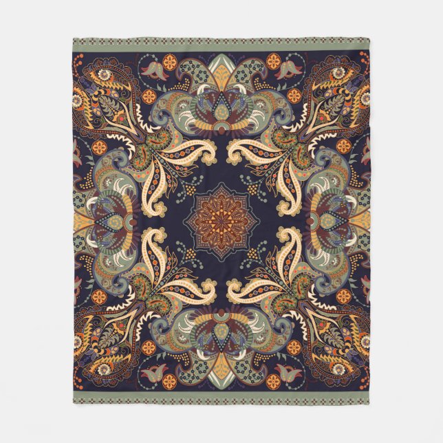 Manta Polar Paisley Floral: Batik Shawl Elegance. (Anverso)