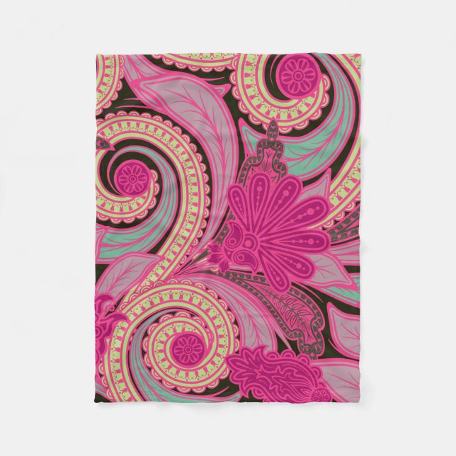 Manta Polar Paisley floral bohemia (Anverso)