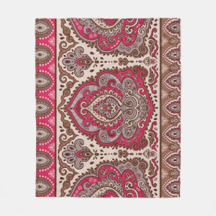 Manta Polar Paisley floral india, patrón de mandala étnica.