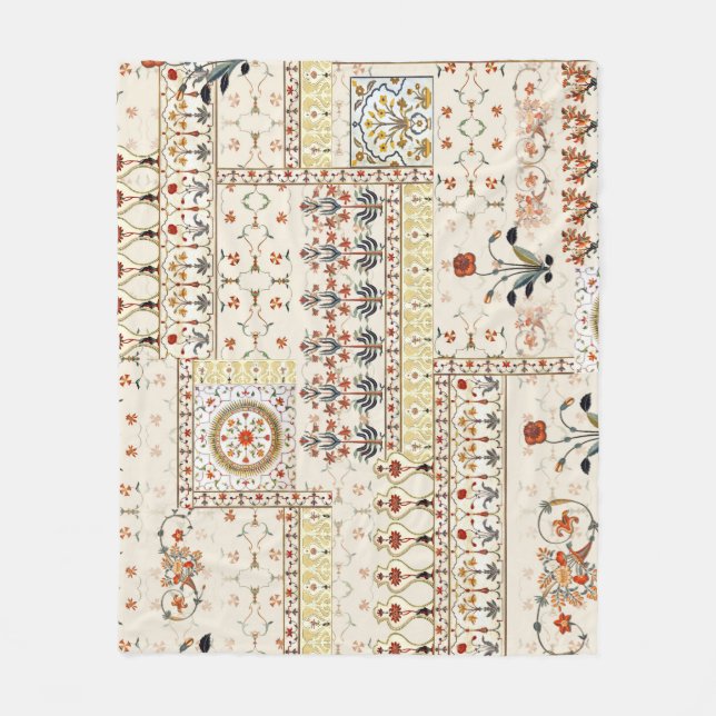 Manta Polar Paisley floral mogol: Elegancia digital étnica. (Anverso)