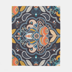 Manta Polar Paisley Floral: Patrón indio oscuro