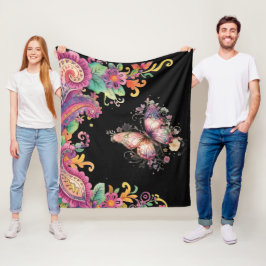 Manta Polar Paisley Floral y de Mariposa