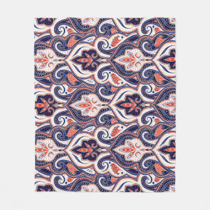 Manta Polar Paisley india: Medallón floral sin mar.