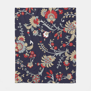 Manta Polar Paisley indio, fondo marino, tradicional.
