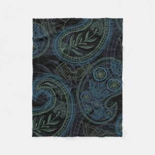 Manta Polar Paisley oscura de la turquesa, azul y verde