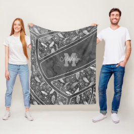 Manta Polar paislies plumas flores voleibol gris oscuro