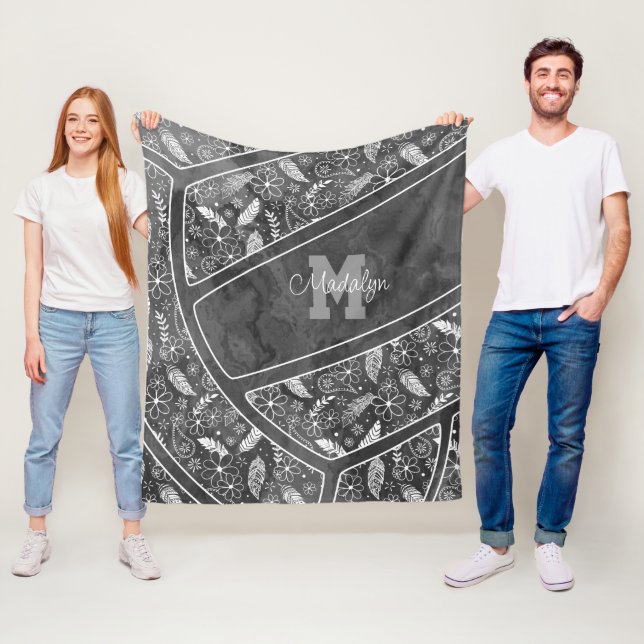 Manta Polar paislies plumas flores voleibol gris oscuro (In situ)