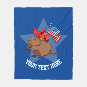 Manta Polar Pájaro cardinal rojo con la bandera americana en