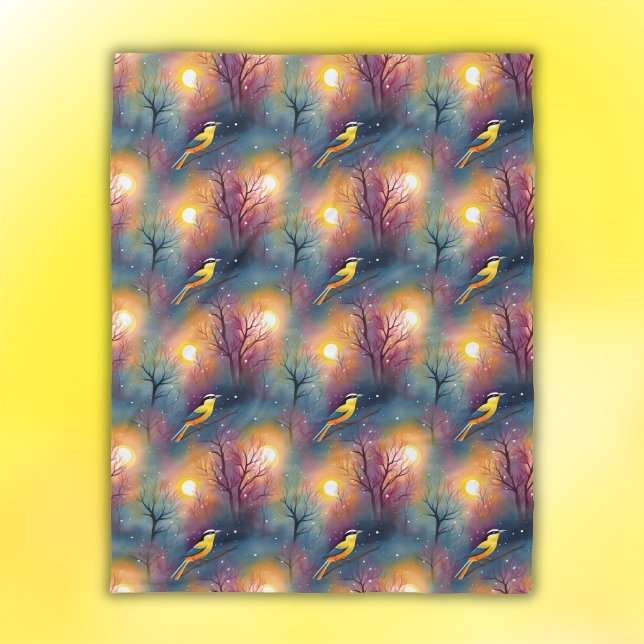 Manta Polar Pájaro colorido en árbol con sol | (Subido por el creador)