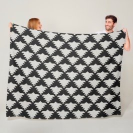 Manta Polar Pájaro geométrico tribal vintage | Boho negro y ma