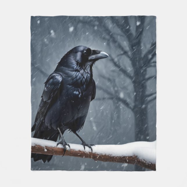 Manta Polar Pájaro negro oscuro de raven (Anverso)