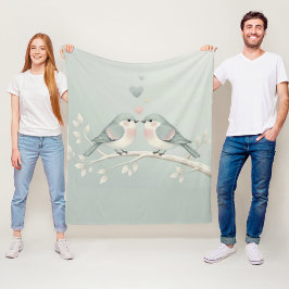 Manta Polar Pájaros de Amor Romántico Vintage - San Valentín P