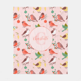 Manta Polar Pájaros de Navidad de Invierno Personalizados