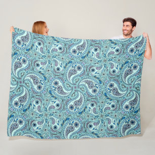 Manta Polar Pájaros de paisley en azul bebé