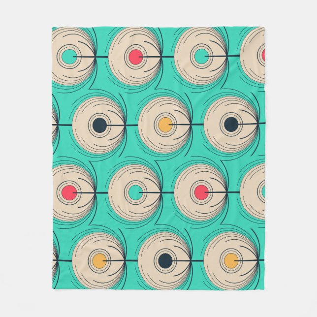 Manta Polar Pájaros de pavo real: Fantasía de marfil azul. (Anverso)