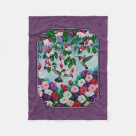 Manta Polar Pájaros Hummingbirds and Flowers Purple