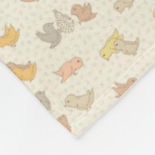 Manta Polar Pájaros pequeños y plumas en beige - patrón.