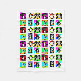 Manta Polar Pájaros Personalizados pingüinos Resumen Collage d