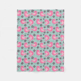 Manta Polar Pájaros y flores de polka