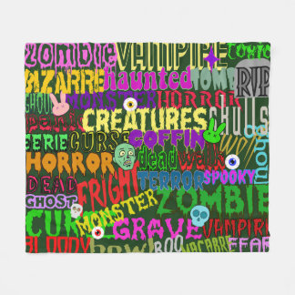 Manta Polar Palabras estilo película de terror Collage Green