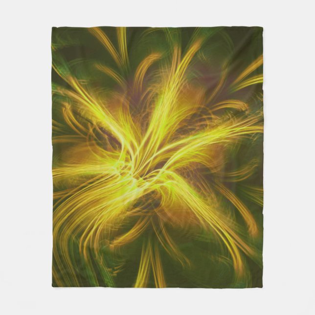Manta Polar Paleta Amarilla de Flor Fractal Fleece Blanket (Anverso)